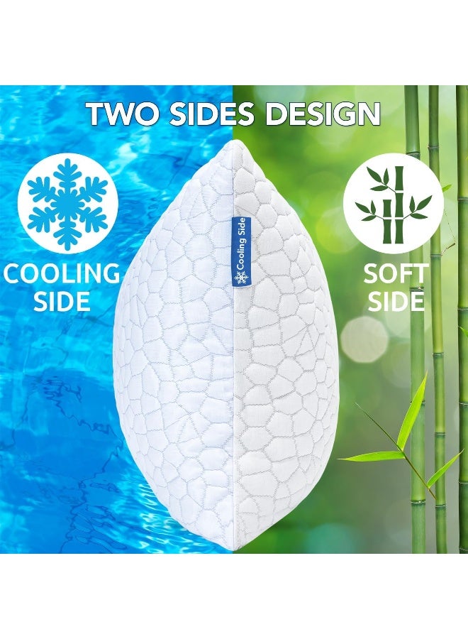 QUTOOL Cooling Pillows for Sleeping 2 Pack, Shredded Memory Foam Bed Pillows Queen Size Set of 2, Cool Pillow for Hot Sleepers Adjustable Firm Pillow for Side, Back and Stomach Sleepers Supportive - Image 2
